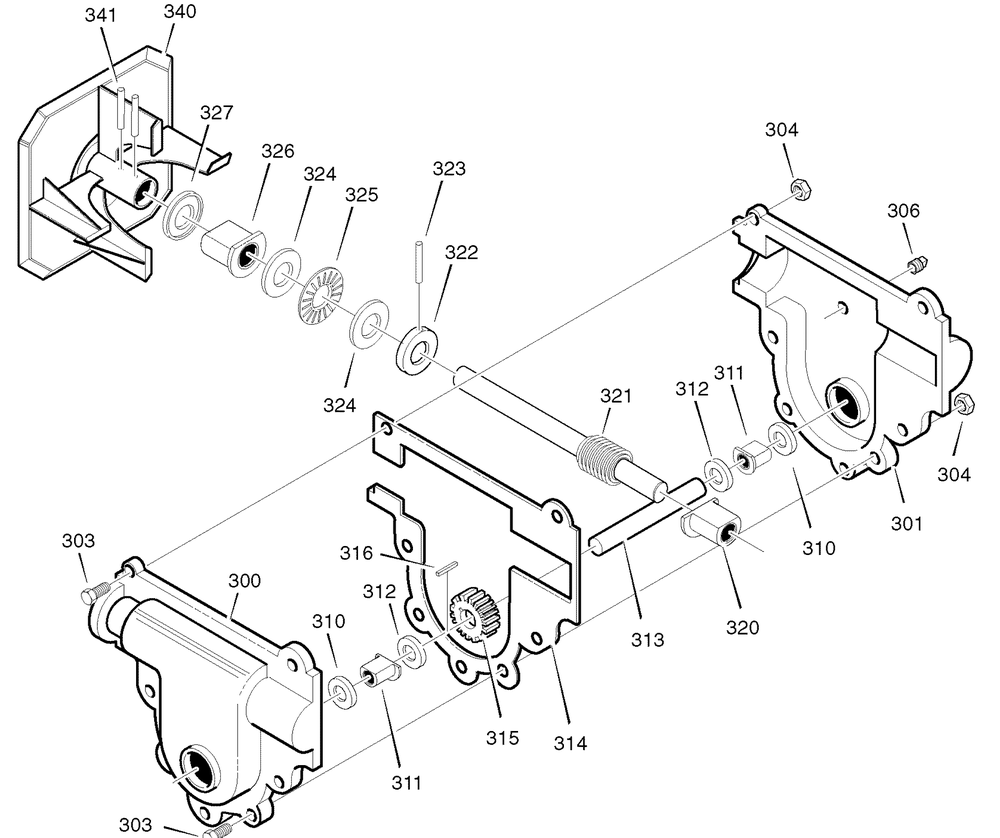Gear Case Diagram and Parts List for 624604X43B 2004 Briggs and Stratton Snow Blower